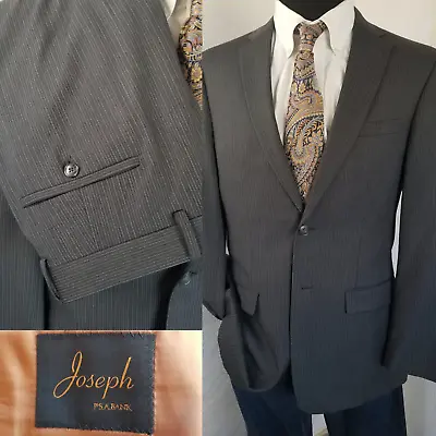 Joseph Bank 2 Piece Slim Suit 38R Gray Charcoal Stripe Wool 35X30 Flat Front • $69.95