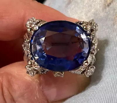 AAA Violet Blue Tanzanite  Sapphire Ring 22.30 CT. 925 Sterling Silver Size 7 • $229.09