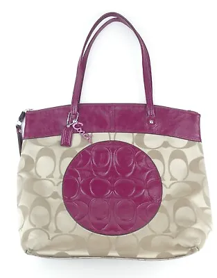 Coach Laura Signature Khaki Berry Tote F18335 • $125