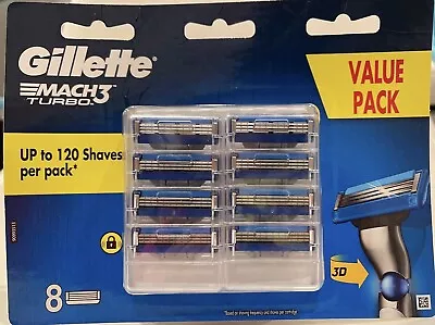 Gillette Mach3 Turbo 3d Blades 8 Pack New Freeship • $27.95