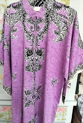 Kaftan Robe House Coat Zip Front Full Length Purple Size 48-50 • £12