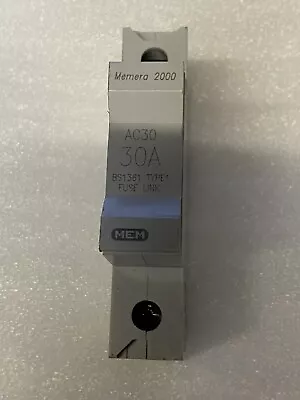 MEM MEMERA 2000 AC30 30 Amp Cartridge Fuse Link BS1361 Type 1.  “ USED “ • £6.45