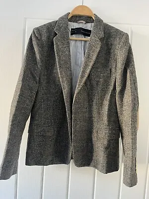 Ladies Zara 100% Shetland Wool Blazer With Elbow Patches. Size Large • £12.99
