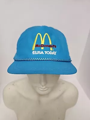 Vintage McDonalds USA Today Olympics Snap Back Hat Neon Blue 1980s RARE • $29.99