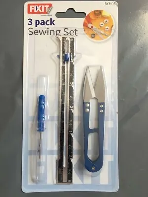 Sewing Kit Scissor Thread Cutter 3 Pack Sewing Set Seam Ripper Unpicker Stitch • £2.49