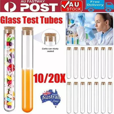 10/20x Glass Test Tubes With Cork Stopper Candy Party Wedding Party Favors D7 • $12.66