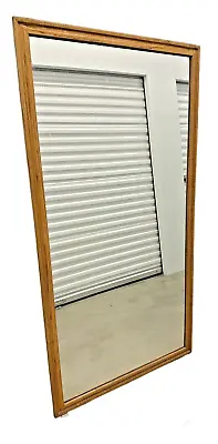 Oak Large Rectangle Hard Wood Mantle Wall Mirror Vintage • $99.19