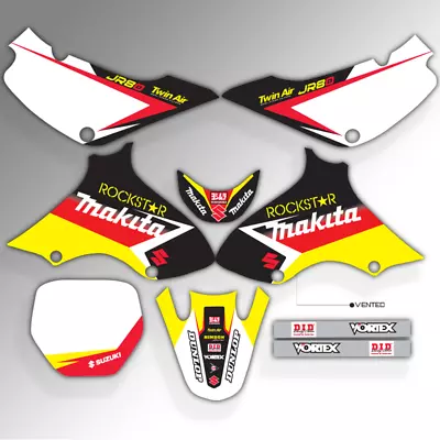 $82.09 • Buy 2001 - 2015 Suzuki Jr80 Graphics Sticker Kit Jr 80 Rockstar : Black / Red Decals