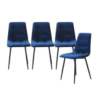 $219.99 • Buy Levede 4x Dining Chairs Kitchen Velvet Chair Lounge Room Retro Padded Seat Blue