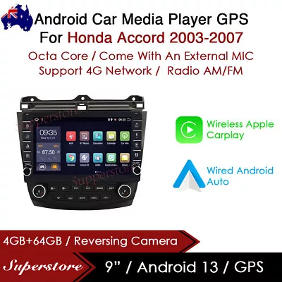 9” Android 13 Car Stereo Non-DVD GPS  Head Unit For Honda Accord 2003-2007 • $559.95