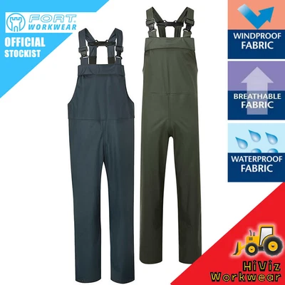 £23.95 • Buy FORT Air Flex Waterproof Bib & Brace Dungarees Mens Work Coverall Windproof 