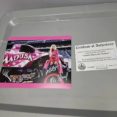 Autographed Madusa Monster Truck Photo With COA White Ink • $30