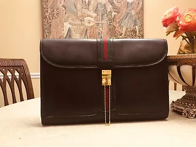 GUCCI Of  MILANO   Black Leather  Briefcase / Portfolio / Document Bag  - ITALIA • $549