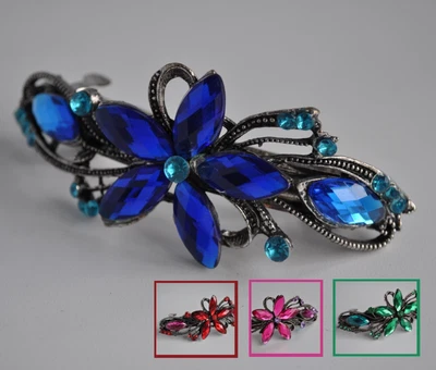 £8.50 • Buy Jewel Flower Barrette/hair Clip. Sapphire Blue Or Fuchsia Cerise Hot Pink. UK