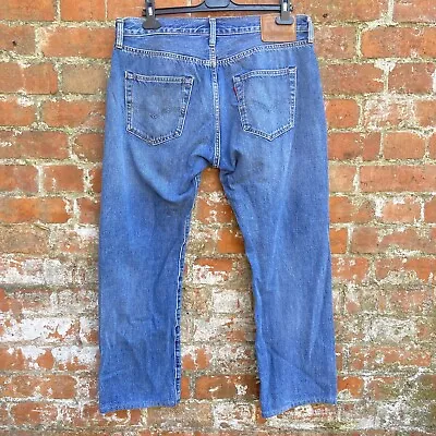 Levi’s 501 Premium Selvedge Jeans Men’s W34 L28 Blank Tab Blue Stonewash Hemmed • £39.99