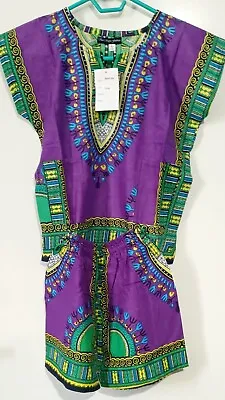 £14.99 • Buy Purple Kids Dashiki Suit African Ethnic Dashiki Boys-Girls Shirt-Short Set 