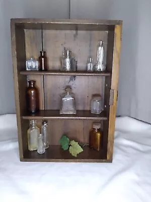 Antique Drawer/Shelf With 12 Old Bottles Wall Decor • $49.99