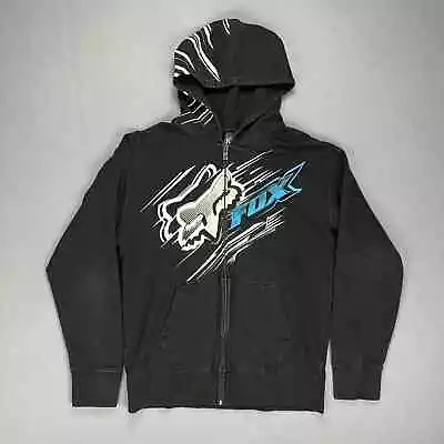 Fox Racing Hoodie Mens L Black Graphic Print Sweatshirt Full Zip Motocross • $29.99