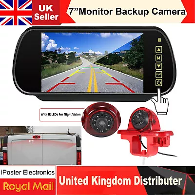 HD 7  Mirror Monitor IR Brake Light Rear View Camera For Renault Trafic Vauxhall • £89.79