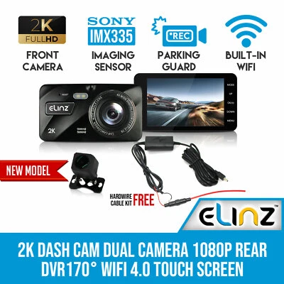 $155 • Buy 4  2K Dash Cam Dual Camera Reversing 1080P Car DVR Video  WiFi Built-in Battery