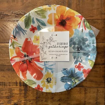 Everyday Gatherings  Floral Multicolor Salad Plates Melamine Set Of 3 (one Lost) • $15
