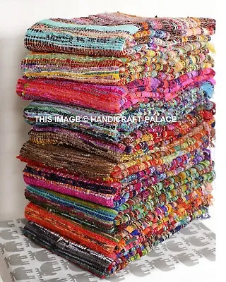 £20.39 • Buy Fair Trade Loom Recycled Rag Rug Chindi Shabby Chic Woven Striped Mat Handmade
