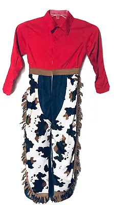 Cowboy Outfit  Halloween Costume For Girl Or Boy 6-8 Yrs Old Cowhide Chaps Red • $14.99