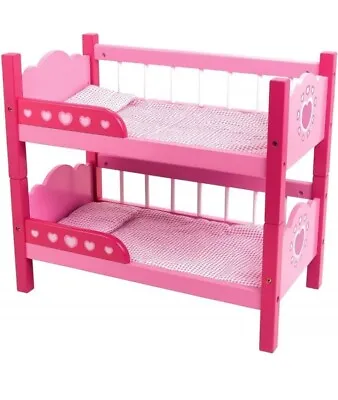 Dolls World Baby Doll Bed Wooden Bunk Beds Doll Furniture  • £35