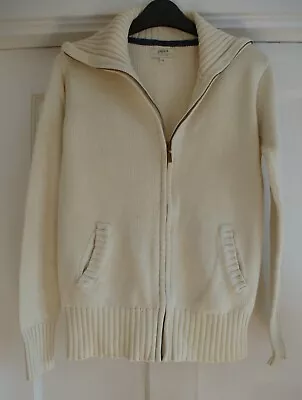 Ladies Size 12 Cream 100% Cotton Knitted Zip Cardigan From Papaya At Matalan • £5