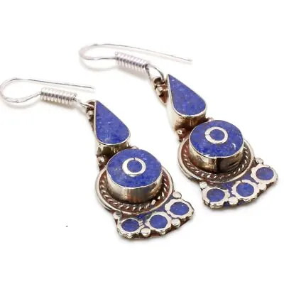 Lapis Lazuli Handmade Ethnic Tribal Drop/Dangle Nepalese Earrings 2.20  NE 5034 • $7.40