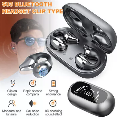 £13.99 • Buy TWS Bluetooth Wireless Earbuds Ear Clip Bone Conduction Headphones Sport Headset