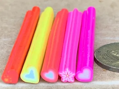 5 Assorted Hearts Fimo Canes Nail Art Tumdee 1:12 Scale Dolls House Set 1 • $1.25