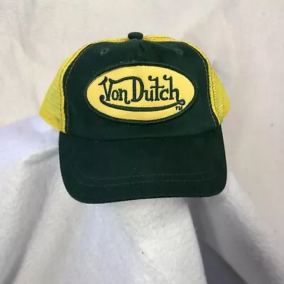 Von Dutch Trucker Mesh Snapback Hat/Cap Green/Yellow Adjustable YOUTH KIDS Y2K • $7