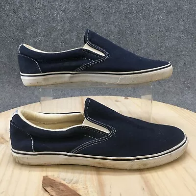 Merona Shoes Mens 12 Casual Comfort Slip On Loafer Blue Fabric Flats Round Toe • $15.39