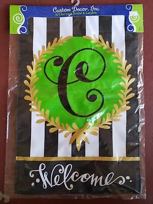 Embroidered Monogram  C” Welcome Garden Flag-Custom Decor-Double Sided-12 X18  • $9.95