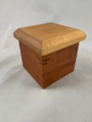 Small Vintage Decorative Wooden Keepsake Box Top Slots Onto Box. Two Woods Used • $5