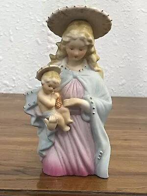 Vintage Wales Porcelain Madonna And Child Figurine Planter Toothpick Holder Rare • $5