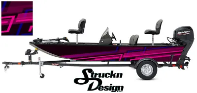 $264.99 • Buy Graphic Pontoon Pink Modern Wrap Fishing Bass Boat Abstract Fish Decal Vinyl USA