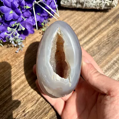 345g Druzy Polished Agate Quartz Crystals Egg Geodes Home Display Healing • $52