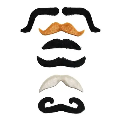 Pack Of 6 Assorted BLACKGREY & BROWN Stick On Fancy Dress Posh Moustaches • £4.99