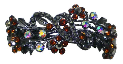 Large Thick Hair Barrette Sparkly Crystals Nick Color Trim French Clip OR86015-2 • $9.99