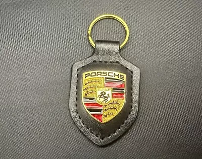 Porsche Crest Leather Key Ring Black • $11.59