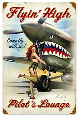 $19.95 • Buy Air Force Military Pilot's Lounge Pin Up Rustic Retro Metal Sign 8 X 12 Inches