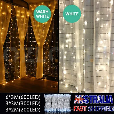 300/600 Led Curtain Fairy Lights Wedding Indoor Outdoor Christmas Garden Party • $21.99