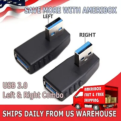 $6.95 • Buy USB 3.0 Right + Left Angle Connector Type-A Male To Female 90 Degree Adapter