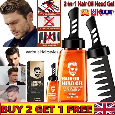 2 In 1 Hair Wax Gel With Comb Long Lasting Men'S Hair Styling Gel Tool Hair UK✔ • £7.39