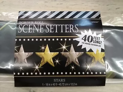 Amscan Scene Setter Border Roll 18in X 40 Ft Stars Hollywood  Graduation • £8.99