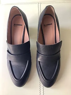 £20 • Buy Jil Sander Navy Block Heel Loafer Shoes Size 35