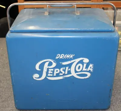 Blue Pepsi-Cola Vintage Ice Chest Cooler W/ Tray (Vintage) Metal Aluminum 1950's • $595