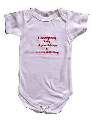 £2.99 • Buy White Baby Vest LIVERPOOL BABY - A Good Kicker & Always Dribbling MADE IN UK